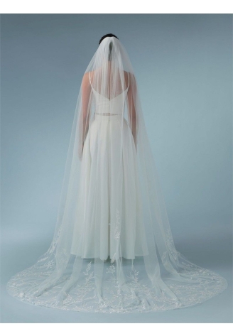 Poirier S476-280 Veil Sluier Geborduurde Bloemen - 280 cm ()