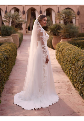 Bianco Evento S534 – Ivoorkleurige sluier in zachte tule, 170 cm ()