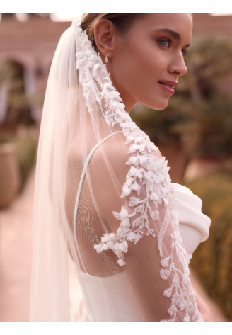 Bianco Evento S538 – Ivoorkleurige sluier in zachte tule, 110 cm