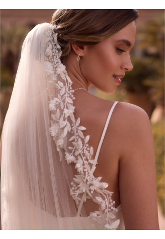 Bianco Evento S541 – Ivoorkleurige sluier in zachte tule, 300 cm