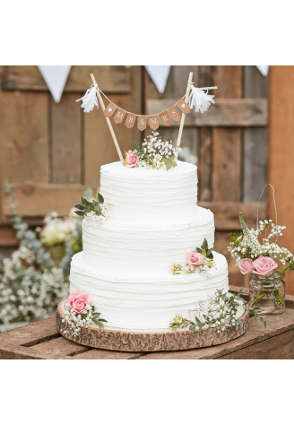 Ginger Ray CW-235 Rustic Country Mr & Mrs Cake Topper Vlaggetjes ()