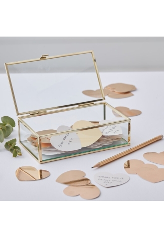 Ginger Ray GO-114 Gold Wedding Glazen Kistje Gastenboek ()