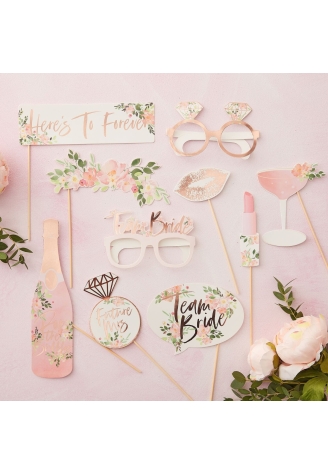 Ginger Ray FH-210 Floral Hen Photobooth Props ()