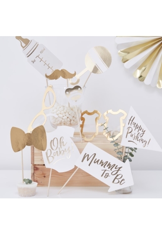 Gouden "Baby Shower" Photo Booth Props | Oh Baby! ()