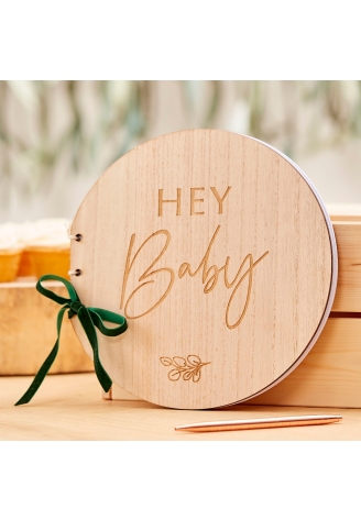 Ginger Ray BAB-107 Botanical Baby Houten Gastenboek ()