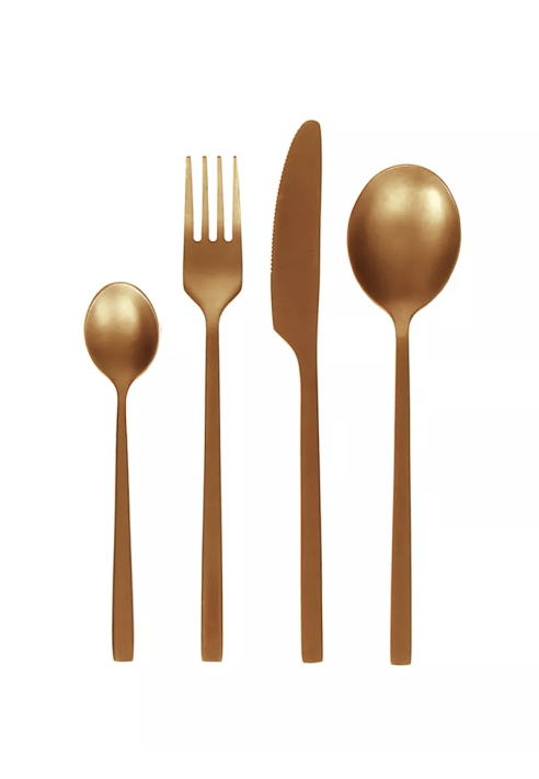 POMAX – OSAWA – Bestekset 16-delig 18/10 – Roestvrij staal – Koper ()