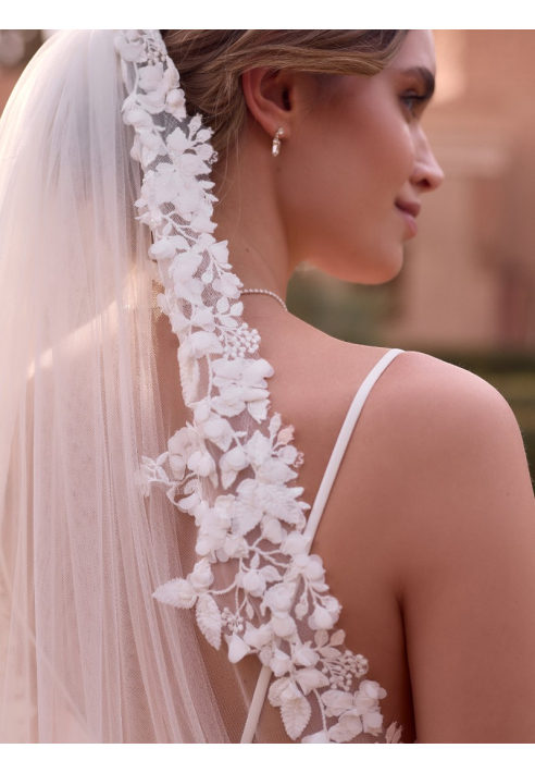 Bianco Evento S534 – Ivoorkleurige sluier in zachte tule, 170 cm