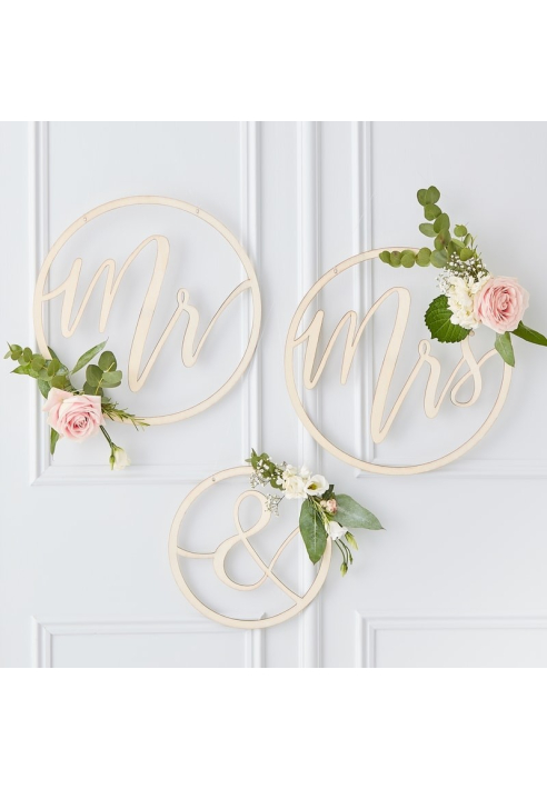 Ginger Ray GO-101 Gold Wedding Mr & Mrs Houten decoratie hoepels ()