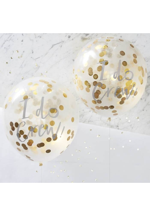 I Do Crew! Confetti Ballonnen Goud (5st) ()