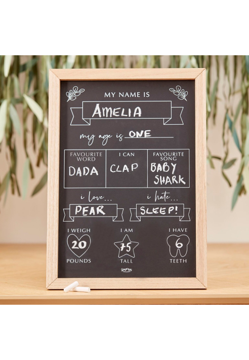 Ginger Ray BAB-105 Botanical Baby Milestone Krijtbord ()