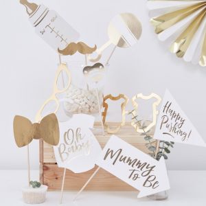 Gouden "Baby Shower" Photo Booth Props | Oh Baby!