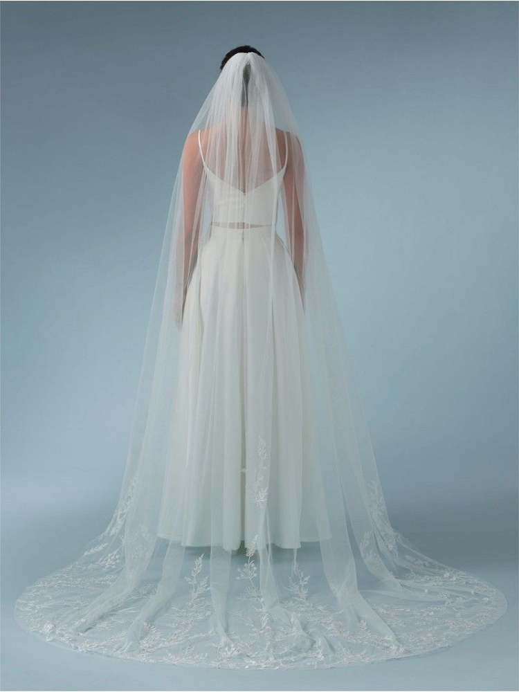 Poirier S476-280 Veil Sluier Geborduurde Bloemen - 280 cm main product photo