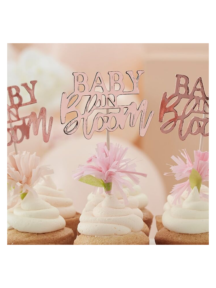 Ginger Ray BL-108 Floral Baby Shower Cupcake Toppers main product photo