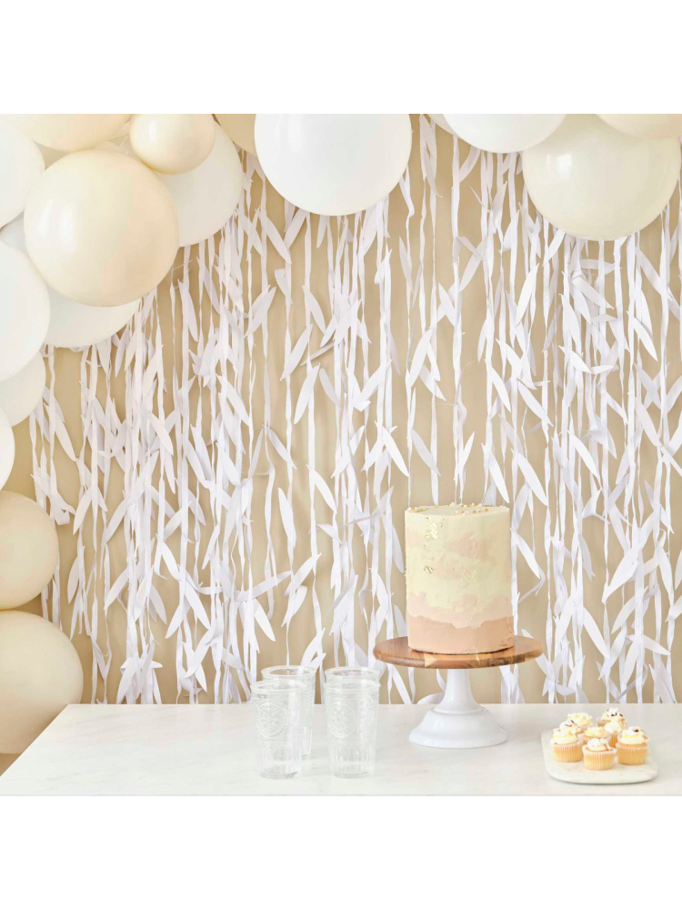 Ginger Ray BRA-336 Witte Bladeren Backdrop main product photo