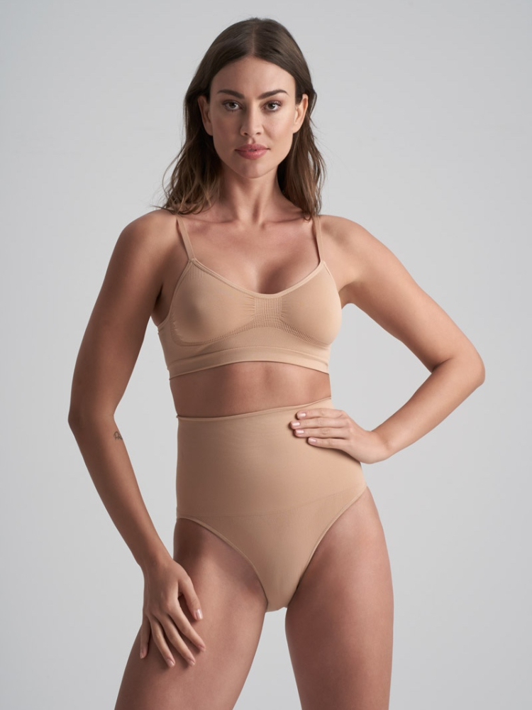 BYE BRA Seamless High Waist string Hooggetailleerde Slip Beige main product photo