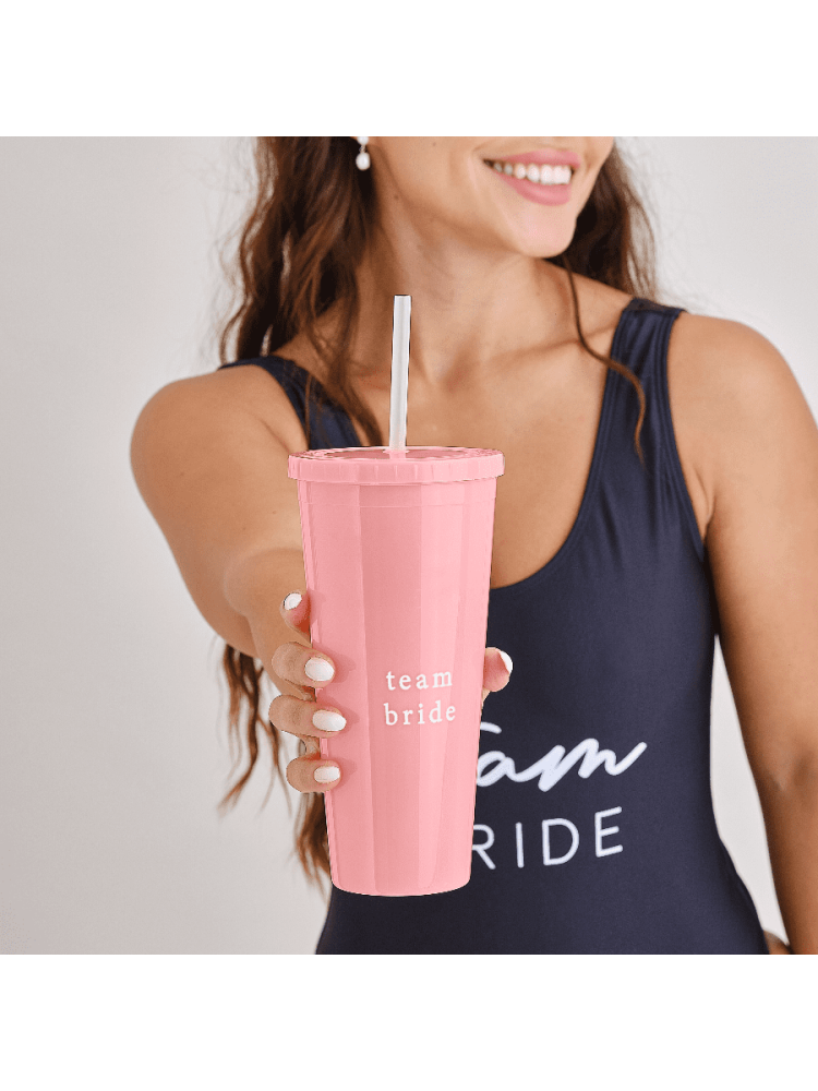 Ginger Ray HEN-142 Team Bride Herbruikbare Beker met Rietje Roze main product photo
